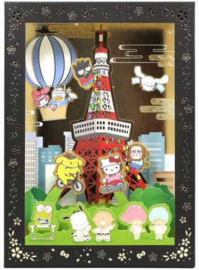 日本烫金浮世绘海浪富士山立体贺卡大口仔运动会送老师万用祝福卡