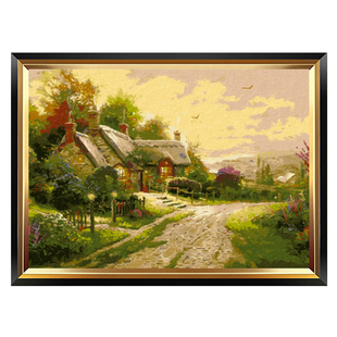 迷朗diy数字油画 风景客厅卧室大幅数码手绘填色装饰画 斑驳小屋