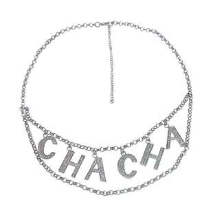 DRIPPIN 镶钻字母腰链多层金属链条腰链女配连衣裙配饰INS身体链