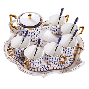 欧式简约家用高档咖啡杯套具创意骨瓷茶杯马克杯子咖啡茶具带托盘