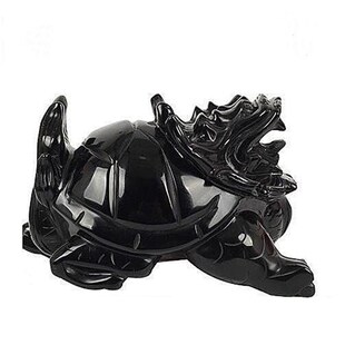 天然水晶黑曜石龙龟摆件 龙头龟家宅办公店铺摆件