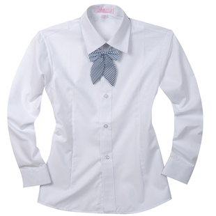 皮特狐狸男女同款长袖女衬衫V领白色女衬衣工作服春秋装通勤上班