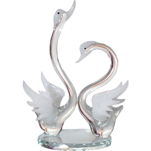 水晶天鹅摆件一对客厅新房电视酒柜装饰品创意爱情鸟轻奢乔迁