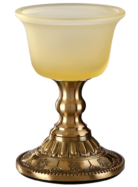 财神爷供奉水杯琉璃高脚供杯酒杯