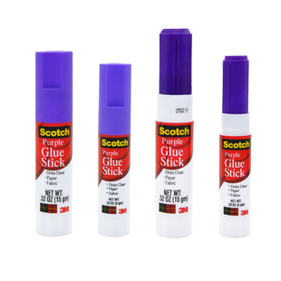 3M思高固体胶紫色变色胶棒高粘度儿童PVP固体胶8g粘的牢15g手工DIY胶水文具用品学生用强力胶棒4只装
