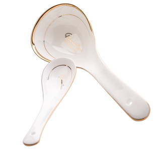 高档创意家用陶瓷金边骨瓷小勺子大汤勺小勺餐具套装调羹饭勺汤匙