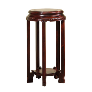 国标红木客厅室内落地整装花几印尼黑酸枝中式阔叶黄檀圆花架入户