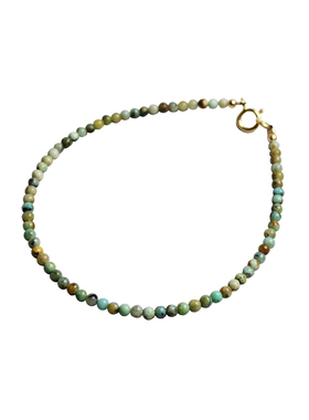 Ciel原创手工天然澳洲绿松石手链脚链2mm极细小豆珠项链复古男女