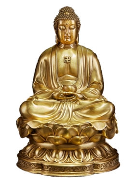 祥狮纯铜三宝佛阿弥陀佛