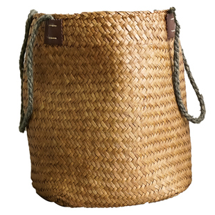 左岸麦田 伊恩手工草编花篮编织篮麻绳藤编篮子日用收纳篮杂物篮