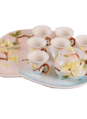 陶瓷玉兰花婚庆创意礼品摆件茶杯
