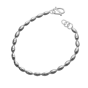 真银999纯银手链女椭圆珠子990足银饰品成人宝宝婴儿童小孩可定制