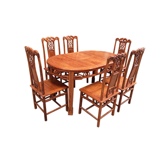 红木餐桌刺猬紫檀伸缩餐台花梨木折叠圆餐桌实木长方形餐桌椅组合