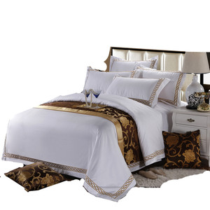 五星级酒店宾馆床上用品白色套件  全棉60支加密贡缎提花四件套