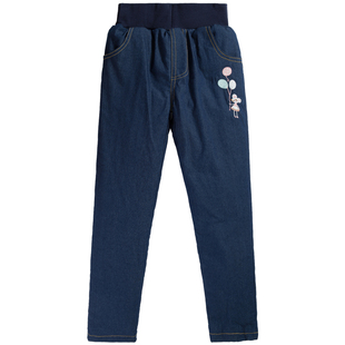 儿童羽绒裤女童加厚外穿白鸭绒内胆冬宝宝中大童保暖牛仔裤可拆卸