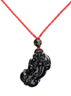 黑曜石貔貅招财转运水晶饰品吊坠