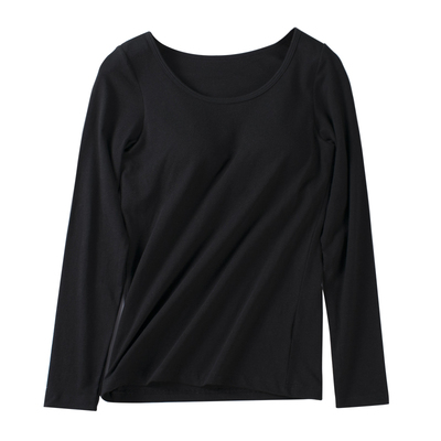 带胸垫长袖t恤女秋冬无钢圈睡衣