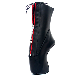 芭蕾高跟女王靴马蹄超高跟前拉链系带自锁禁锢短靴男女大码36-46