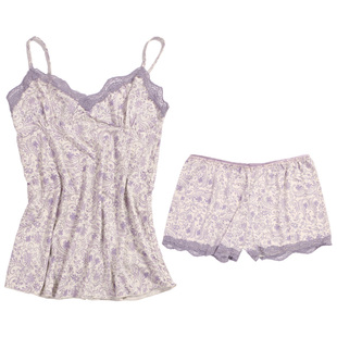 hanes恒适家居服 吊带背心女2件套春夏性感蕾丝睡衣套装MLW86003