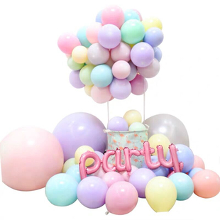 10寸马卡龙气球ins彩色乳胶气球糖果创意氮气飘空吸顶气球暖色球