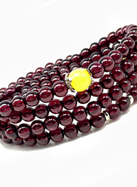 巴西石榴石天然水晶百搭纯银佛牌