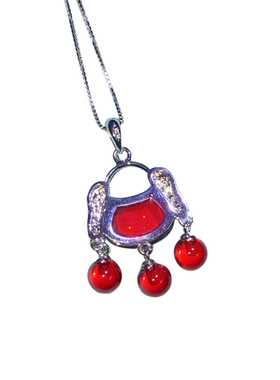 红刚玉平安锁复古时尚百搭女项链