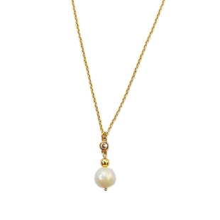 葡萄牙小众品牌复古水钻单颗珍珠项链欧美简约百搭天然珍珠叠加链