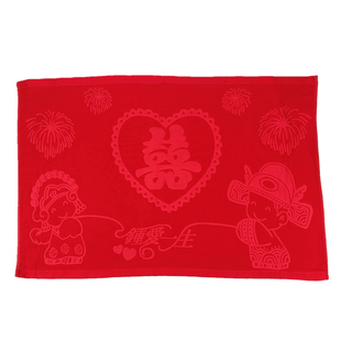 天阳加大六层纱布结婚枕巾纯棉一对装加厚大红色喜字情侣陪嫁婚庆