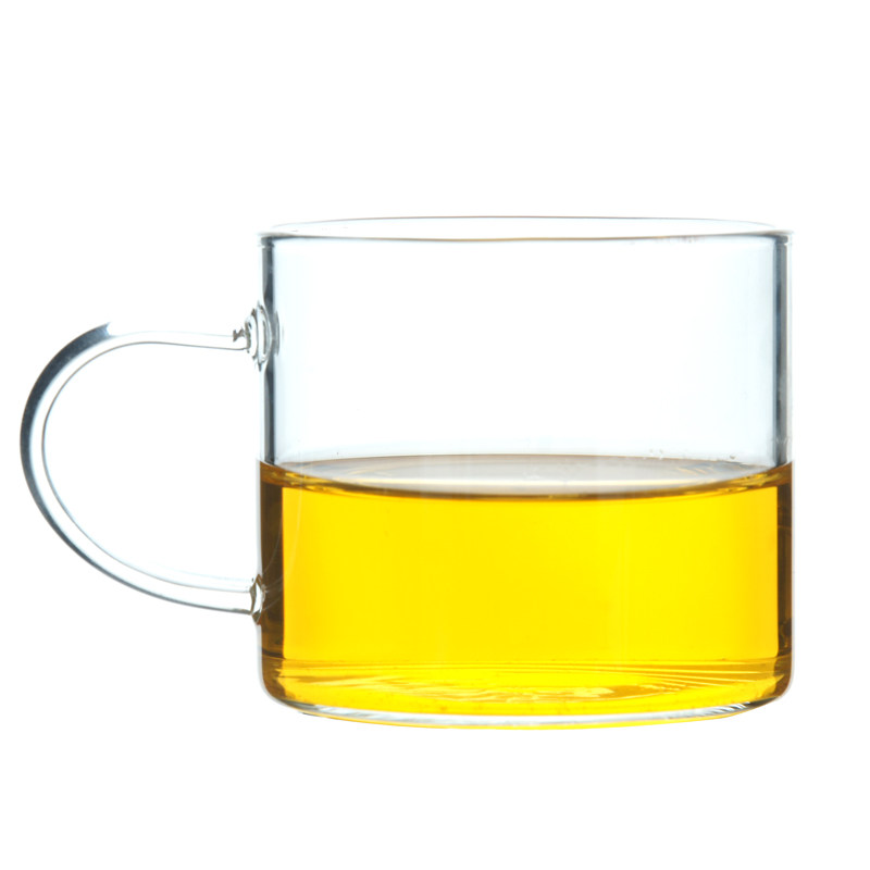 加厚耐高温带把玻璃透明品茗杯