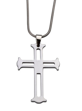 镂空十字架钨金情侣吊坠