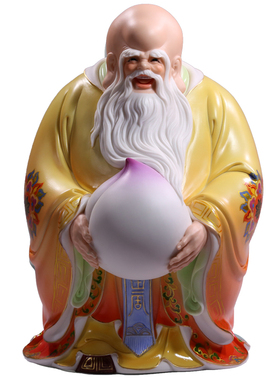 微美工艺品陶瓷吉祥物摆设老寿星
