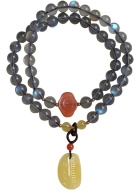 小众水晶原创太阳石礼物多圈手串