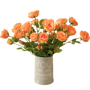 插玫瑰花的花瓶陶瓷 小清新 现代简约假话仿真花客厅摆设装饰室内