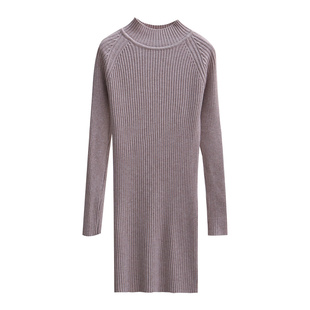 中长款毛衣女秋冬加厚洋气紧半高领套头内搭白黑色针织修身打底衫