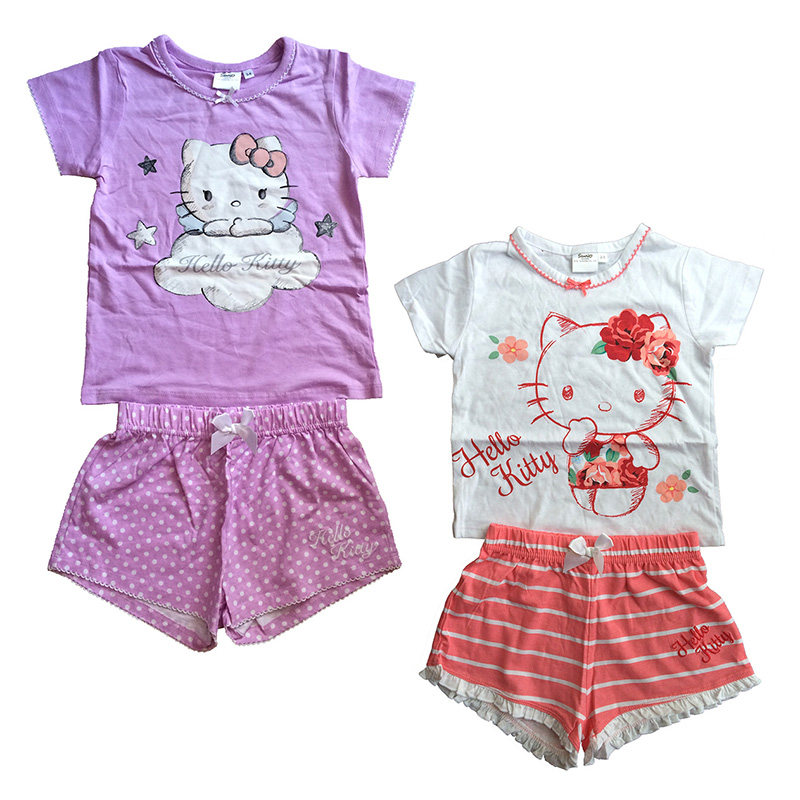 N家童装女童夏季纯棉家居服套装女中童全棉睡衣HelloKitty包邮
