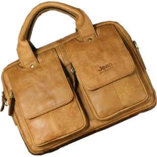 原创手工新款公文包男士商务手提包复古横款头层牛皮真皮A4电脑包