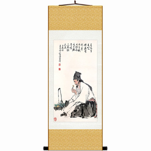 中医名医挂画画像 李时珍采药图 人物装饰画卷轴画绢布丝绸画定制