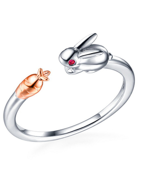 少女心甜美风立体胡萝卜开口戒指