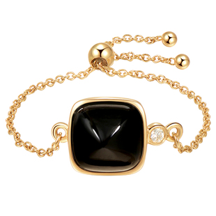 SIHO时厚 许愿塔黑青玉流苏戒指链 和田玉18k金戒指 时尚可调节链