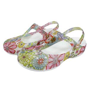 2025新款印花厚底果冻鞋软底防滑洞洞鞋女式沙滩鞋夏季海边凉拖鞋