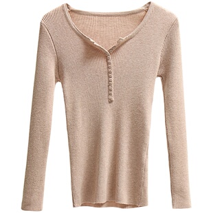 V领毛衣女2025秋冬新款内搭修身打底衫长袖黑色紧身薄款针织上衣