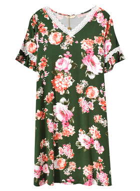 绮瑞莫代尔中长款v领花边家居服