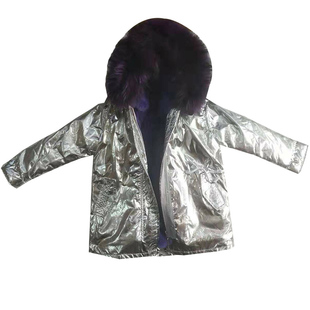 儿童派克服可拆卸真毛皮草外套女2025冬季新款男童宝宝獭兔毛童装