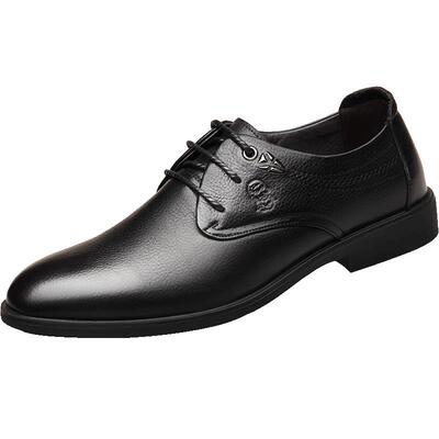 老人头青年系带低帮透气休闲皮鞋