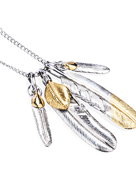 街头嘻哈复古羽毛吊坠挂坠毛衣链