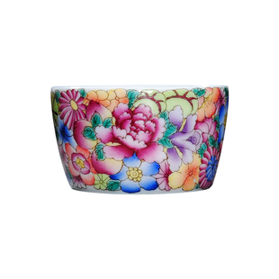 枭窑景德镇手绘珐琅彩万花主人杯小茶杯个人品茗杯功夫茶陶瓷单杯