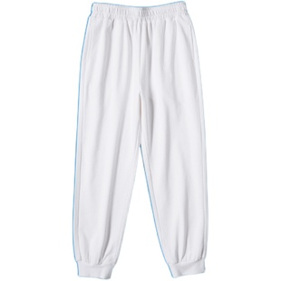 男童早秋薄款裤子夏季儿童春秋款童装运动裤夏天大童女童白色收口