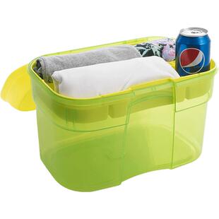 手提游泳箱收纳盒透明塑料玩具整理箱迷你小号干湿分离包防水有盖