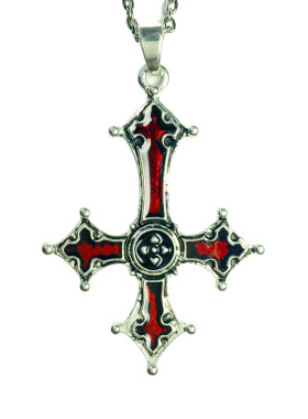 哥特血红色十字架朋克风吊坠项链