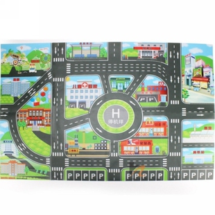 汽车模型配件路标停车场景图 街景地图交通路障道路模拟儿童玩具